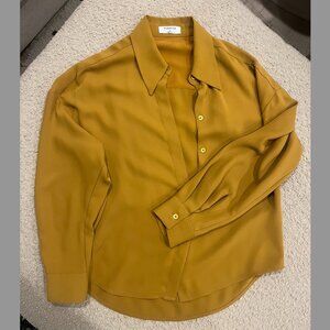 Babaton/Aritzia Mustard Yellow Button-Up Blouse, Size XS